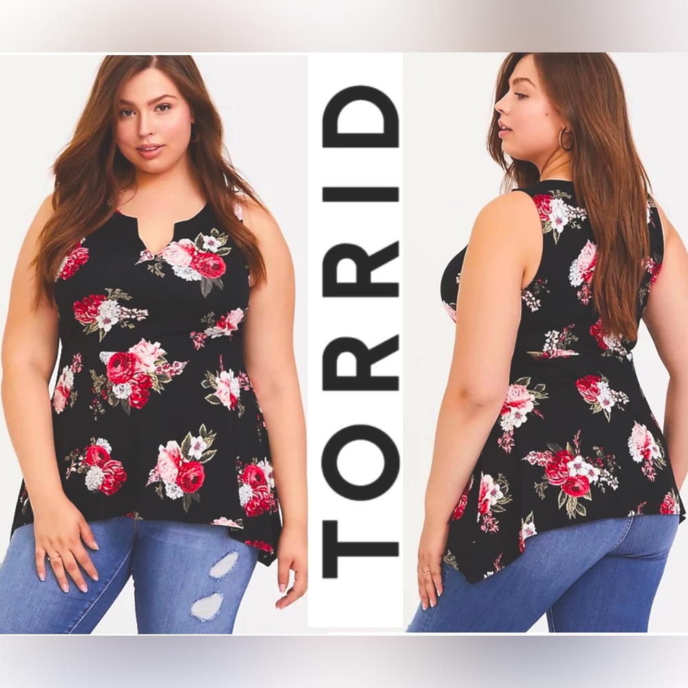 Torrid 6x Black Floral Top